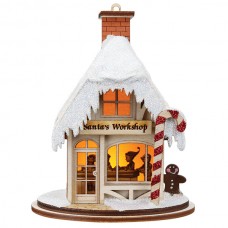 Ginger Cottages Wooden Ornament - Santa's Workshop